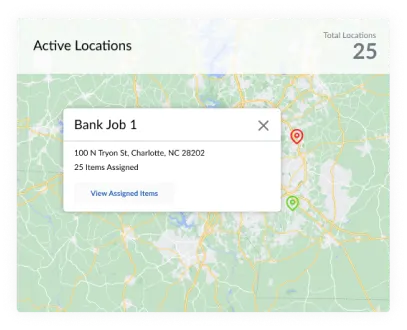 ShareMyToolbox Jobsite Location Map with GPS and Items Assigned by Location