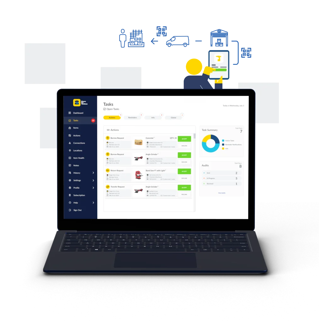 ShareMyToolbox web portal for power tool tracking users